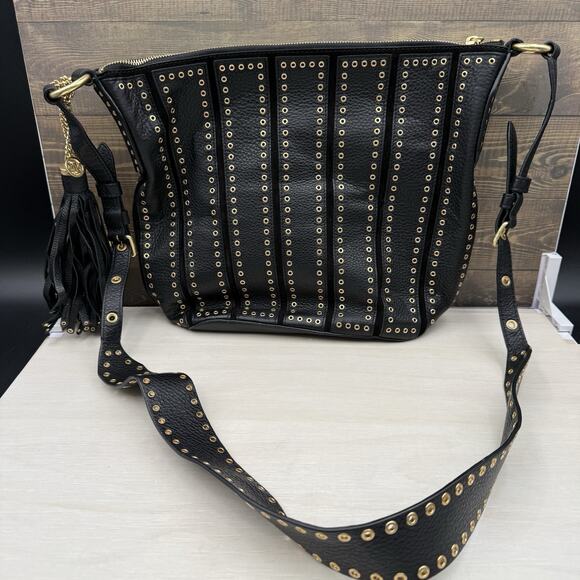 Michael Kors Handbags - Michael Kors Brooklyn Grommet Black Leather Tassel Bag Crossbody